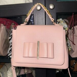 Pink Handbag with Gold Accent